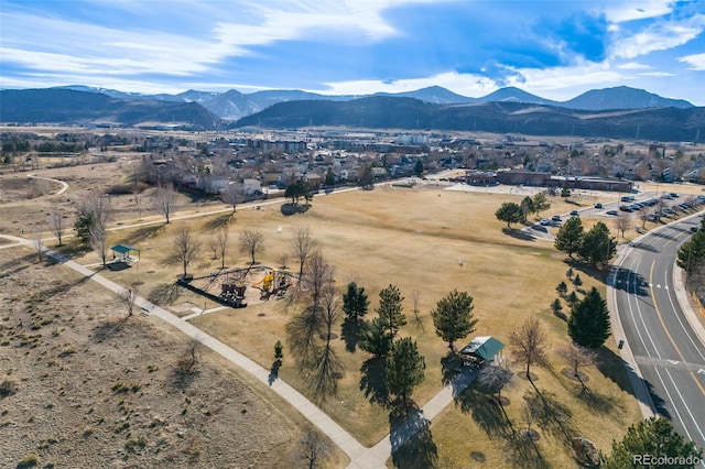 aerial view with a mountain view