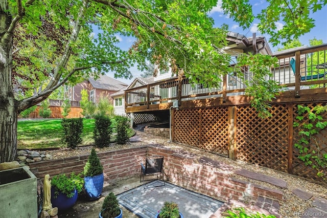 view of patio featuring a wooden deck