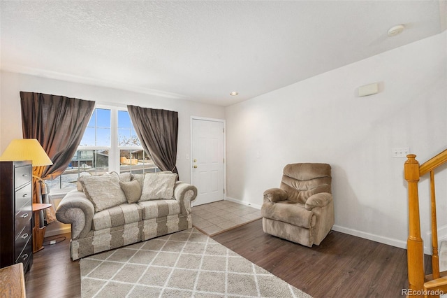 living room with hardwood / wood-style flooring