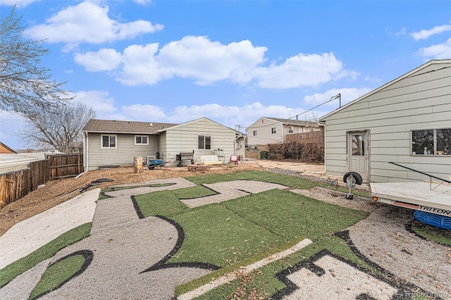 view of yard with a patio area and a fenced backyard