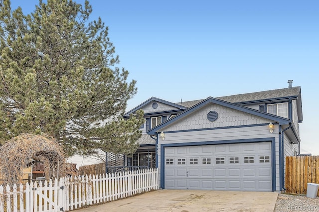 view of property featuring a garage