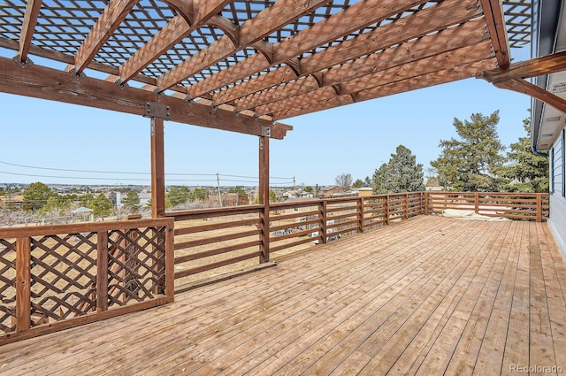 wooden deck featuring a pergola