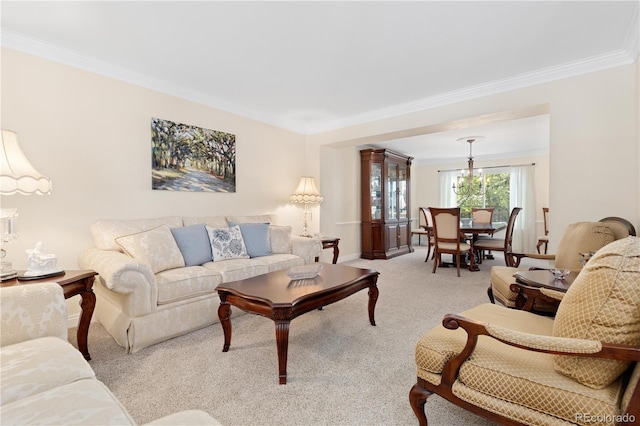 1774 Spring Water Pl, Highlands Ranch, CO 80129 - living area featuring ornamental molding, light carpet, and baseboards