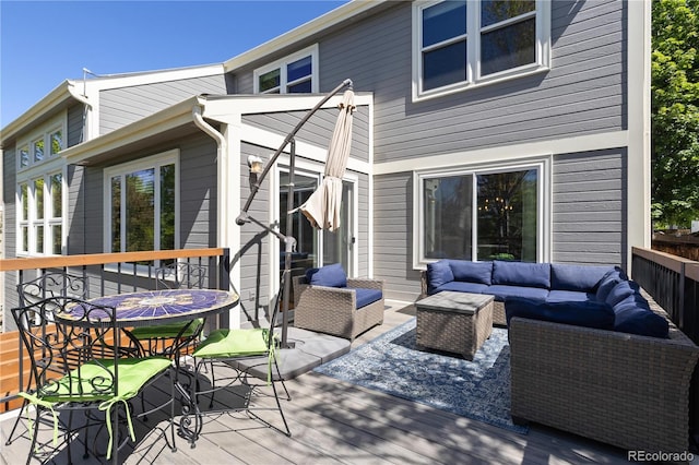 1774 Spring Water Pl, Highlands Ranch, CO 80129 - wooden terrace featuring an outdoor living space and outdoor dining area