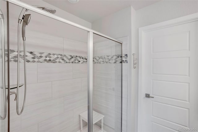 bathroom featuring a stall shower