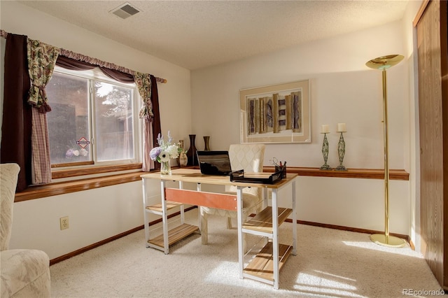 view of carpeted home office