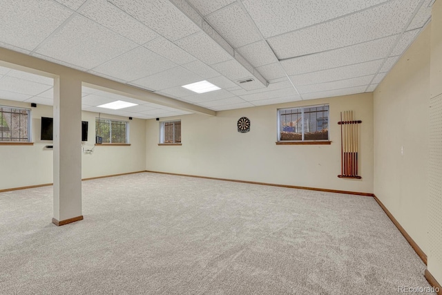 17390 E Greenwood Cir, Aurora, CO 80013 - below grade area with carpet flooring, a drop ceiling, and baseboards