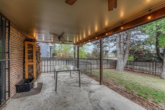 17390 E Greenwood Cir, Aurora, CO 80013 - view of patio with ceiling fan