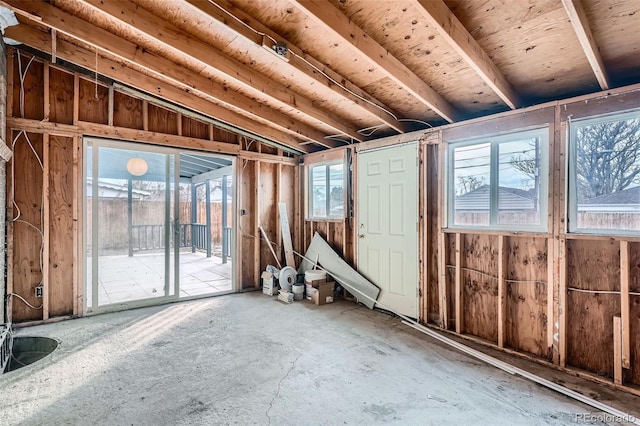 miscellaneous room with vaulted ceiling