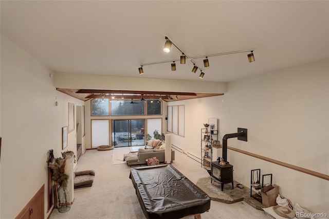 2720 S Spring Gulch Rd, Idaho Springs, CO 80452 - living area featuring carpet and a wood stove