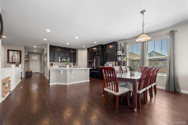 398 Midden Pl, Castle Rock, CO 80104 - dining room featuring dark wood-style floors and recessed lighting
