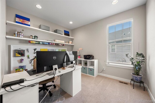 398 Midden Pl, Castle Rock, CO 80104 - carpeted office featuring baseboards and recessed lighting