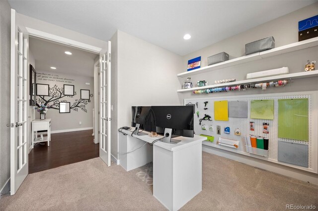 398 Midden Pl, Castle Rock, CO 80104 - carpeted office space featuring french doors and recessed lighting