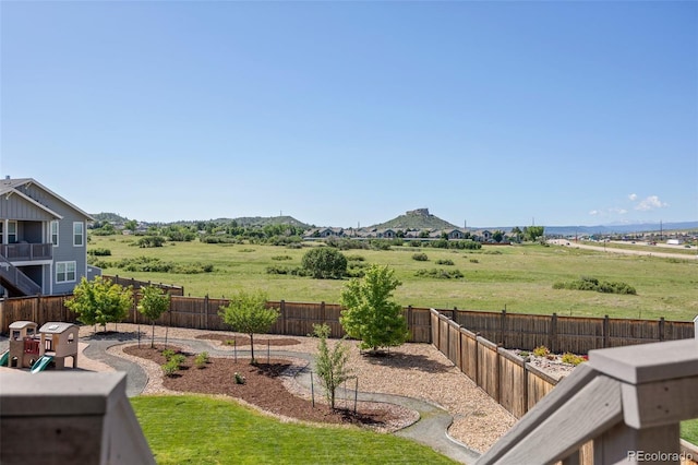 398 Midden Pl, Castle Rock, CO 80104 - fenced backyard with a mountain view