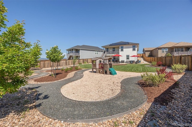 398 Midden Pl, Castle Rock, CO 80104 - view of play area featuring a fenced backyard and a residential view