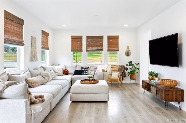 8057 Monte Vista Cir, Littleton, CO 80125 - living room with plenty of natural light, light wood finished floors, and recessed lighting