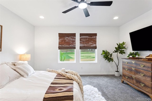 8057 Monte Vista Cir, Littleton, CO 80125 - carpeted bedroom with baseboards, recessed lighting, and ceiling fan