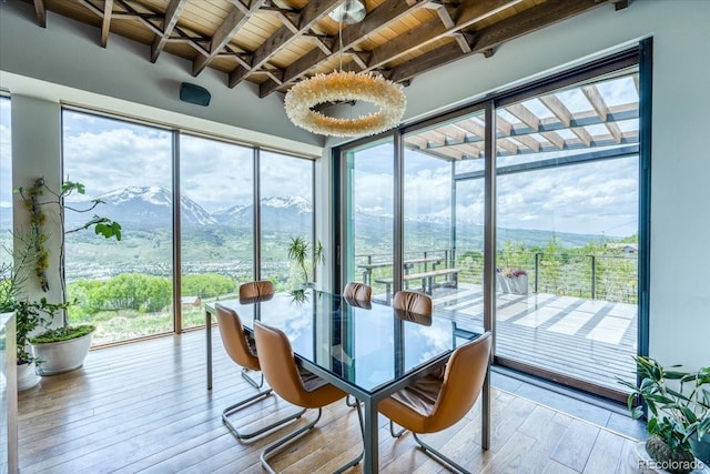 421 Z Rd, Silverthorne, CO 80498 - sunroom with beam ceiling, a mountain view, and plenty of natural light