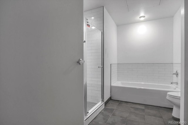 1438 Little Raven St Unit 201, Denver, CO 80202 - bathroom with a garden tub, a stall shower, and tile patterned flooring