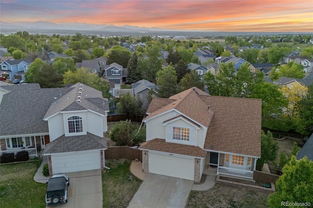 3087 Deer Creek Trl, Highlands Ranch, CO 80129 - aerial view at dusk of a residential view