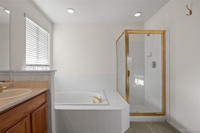 3087 Deer Creek Trl, Highlands Ranch, CO 80129 - bathroom featuring a garden tub, vanity, and a stall shower