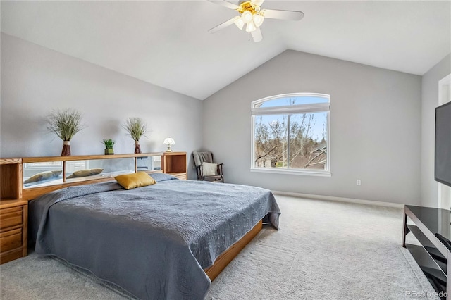 12551 W 84th Cir, Arvada, CO 80005 - bedroom with vaulted ceiling, baseboards, carpet floors, and a ceiling fan