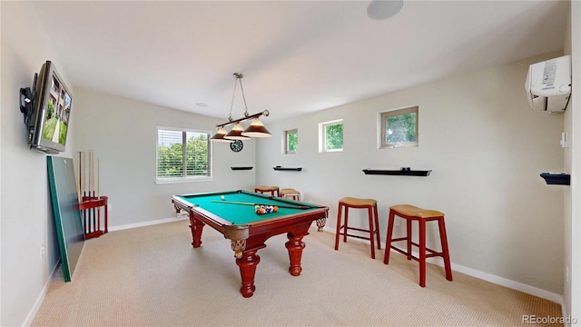 1426 S Pearl St, Denver, CO 80210 - rec room with a wall unit AC, billiards, and carpet