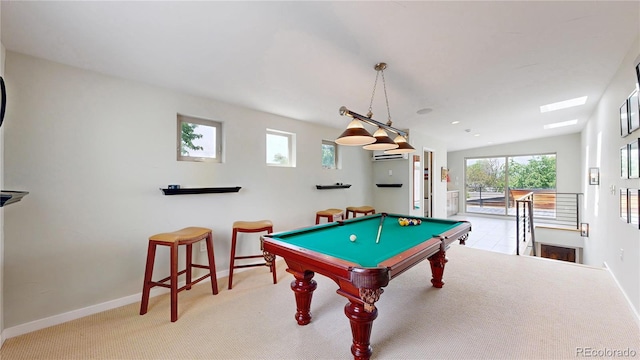 1426 S Pearl St, Denver, CO 80210 - rec room with billiards, carpet flooring, and vaulted ceiling