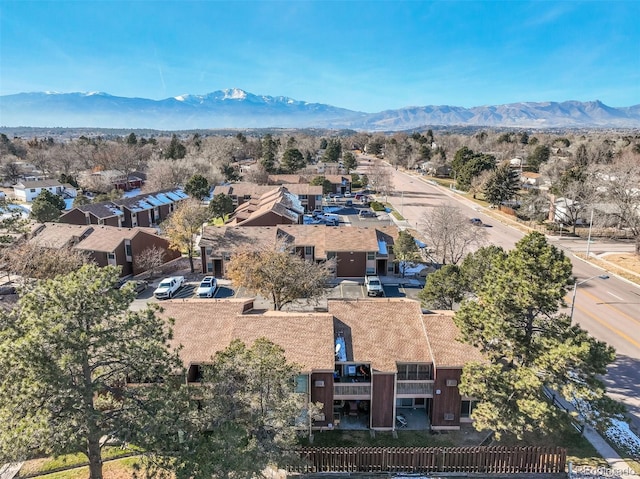 aerial view with a mountain view