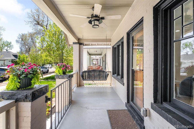view of patio / terrace featuring covered porch and ceiling fan