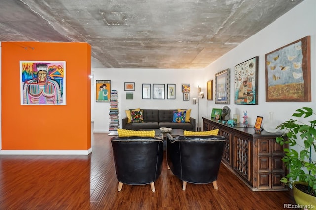 living room featuring dark hardwood / wood-style floors