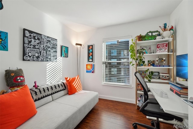 office space featuring dark hardwood / wood-style floors