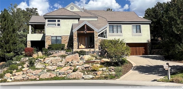 view of front of house with a garage