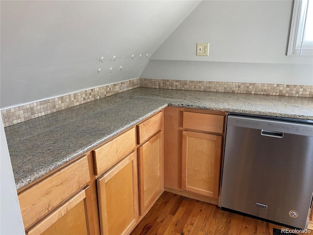 kitchen with light hardwood / wood-style floors and dishwasher