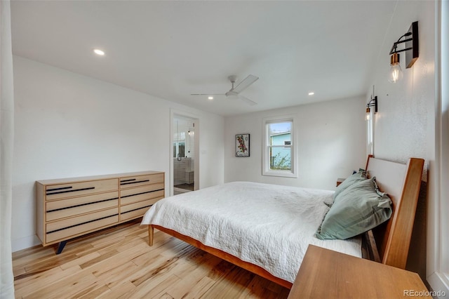 1055 Quartz St, Golden, CO 80401 - bedroom featuring light wood-style floors, recessed lighting, and a ceiling fan