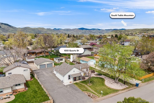 1055 Quartz St, Golden, CO 80401 - aerial view of residential area with a mountain backdrop