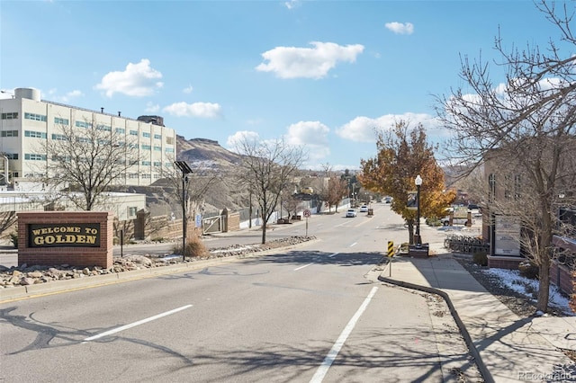 view of street with a mountain view