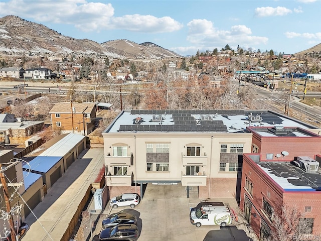 bird's eye view with a mountain view