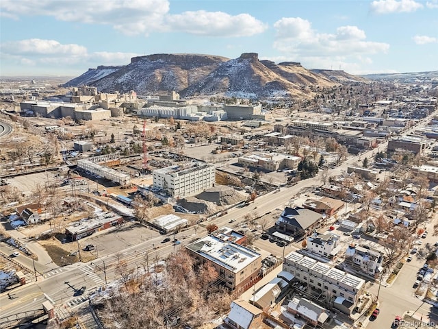 birds eye view of property with a mountain view