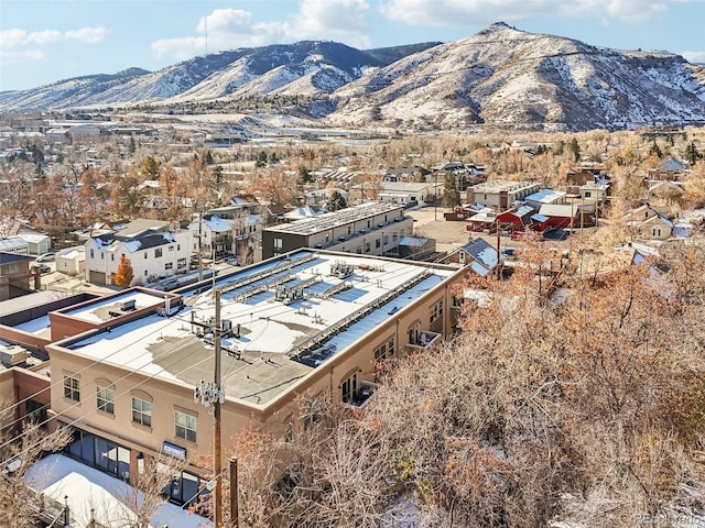 birds eye view of property featuring a mountain view