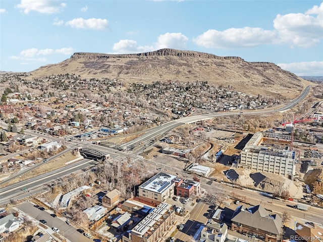 bird's eye view with a mountain view