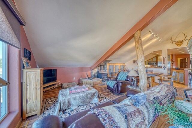 1120 County Road 322, Westcliffe, CO 81252 - living area with lofted ceiling and wood finished floors