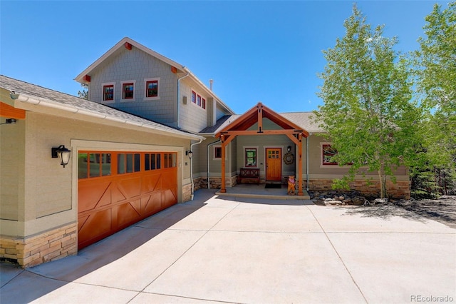 view of front of house with a garage