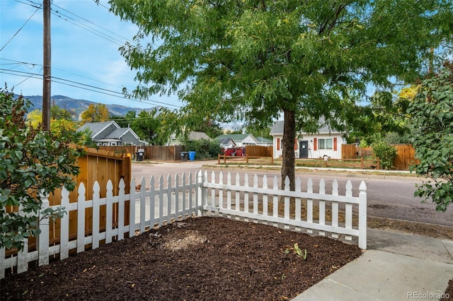 view of yard with a mountain view