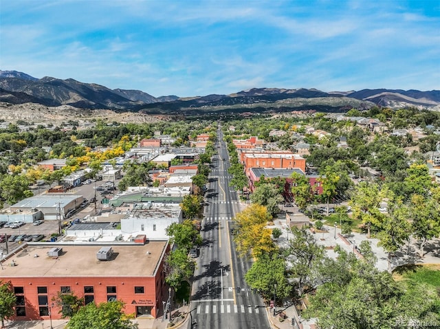 aerial view with a mountain view