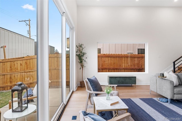 living room featuring light hardwood / wood-style flooring