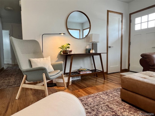 living area featuring wood finished floors