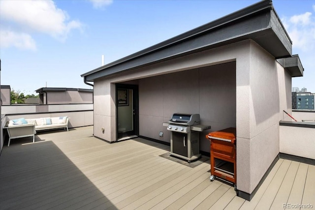 3103 W 18th Ave, Denver, CO 80204 - wooden deck with a grill and an outdoor hangout area