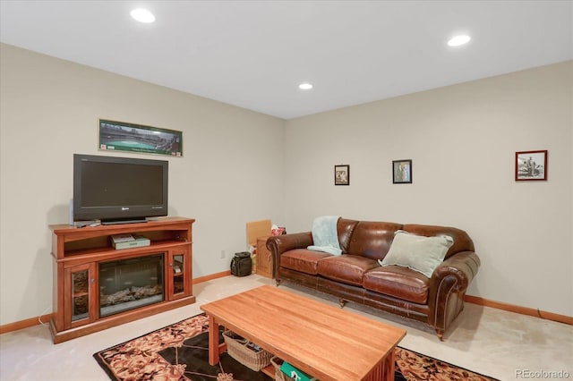 living room with carpet