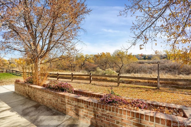 view of yard with a rural view